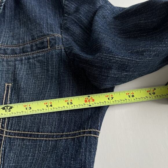 Marithe Francois Girbaud Y2K Jean Jacket Women Small Blue Denim Logo Trucker VTG - Picture 12 of 14